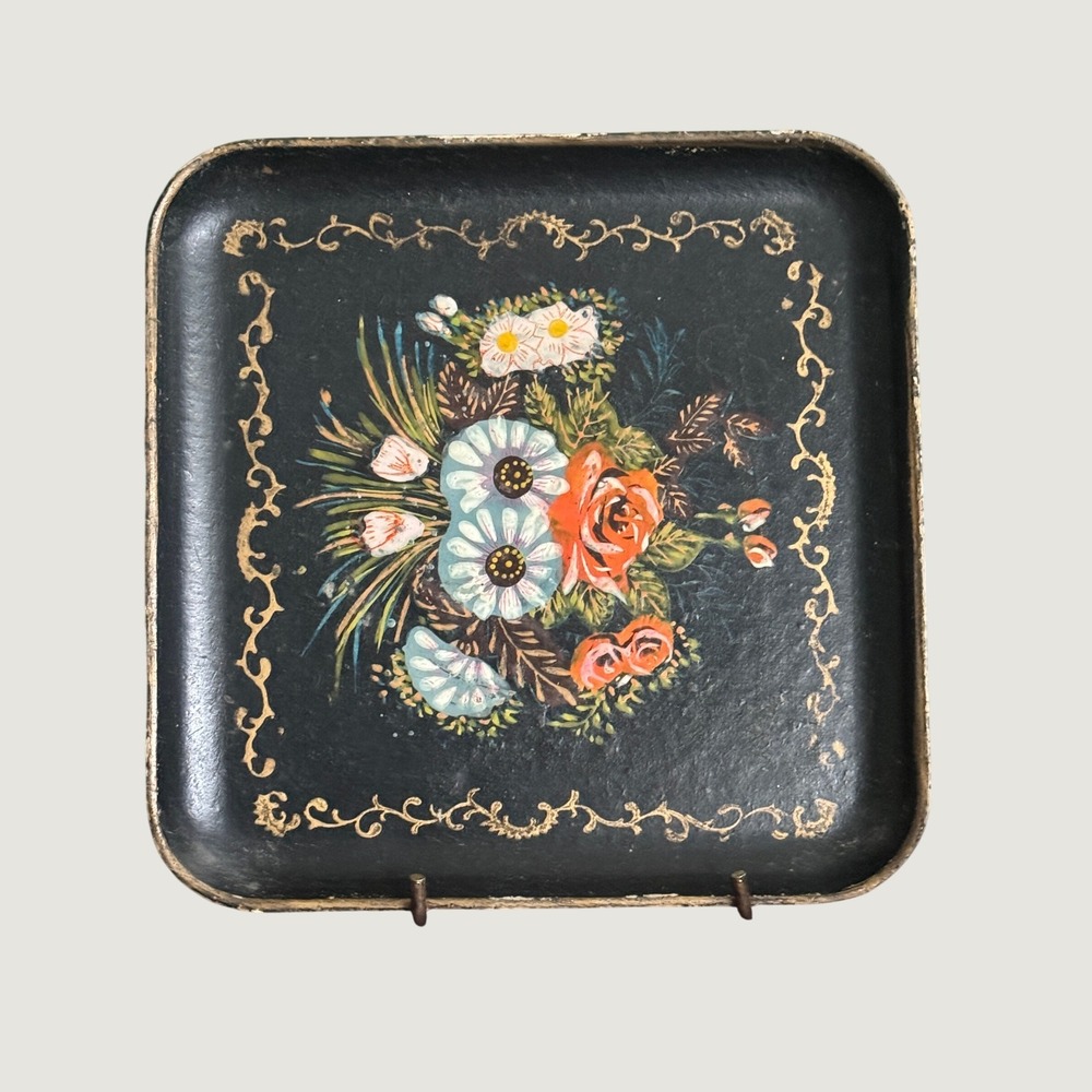 Vintage Toleware Paper Mache Tip Tray by ISCO Japan